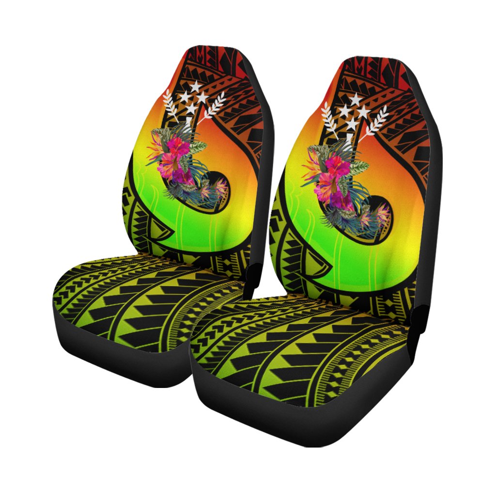Kosrae Car Seat Covers - Polynesian Hook And Hibiscus (Reggae) - Polynesian Pride