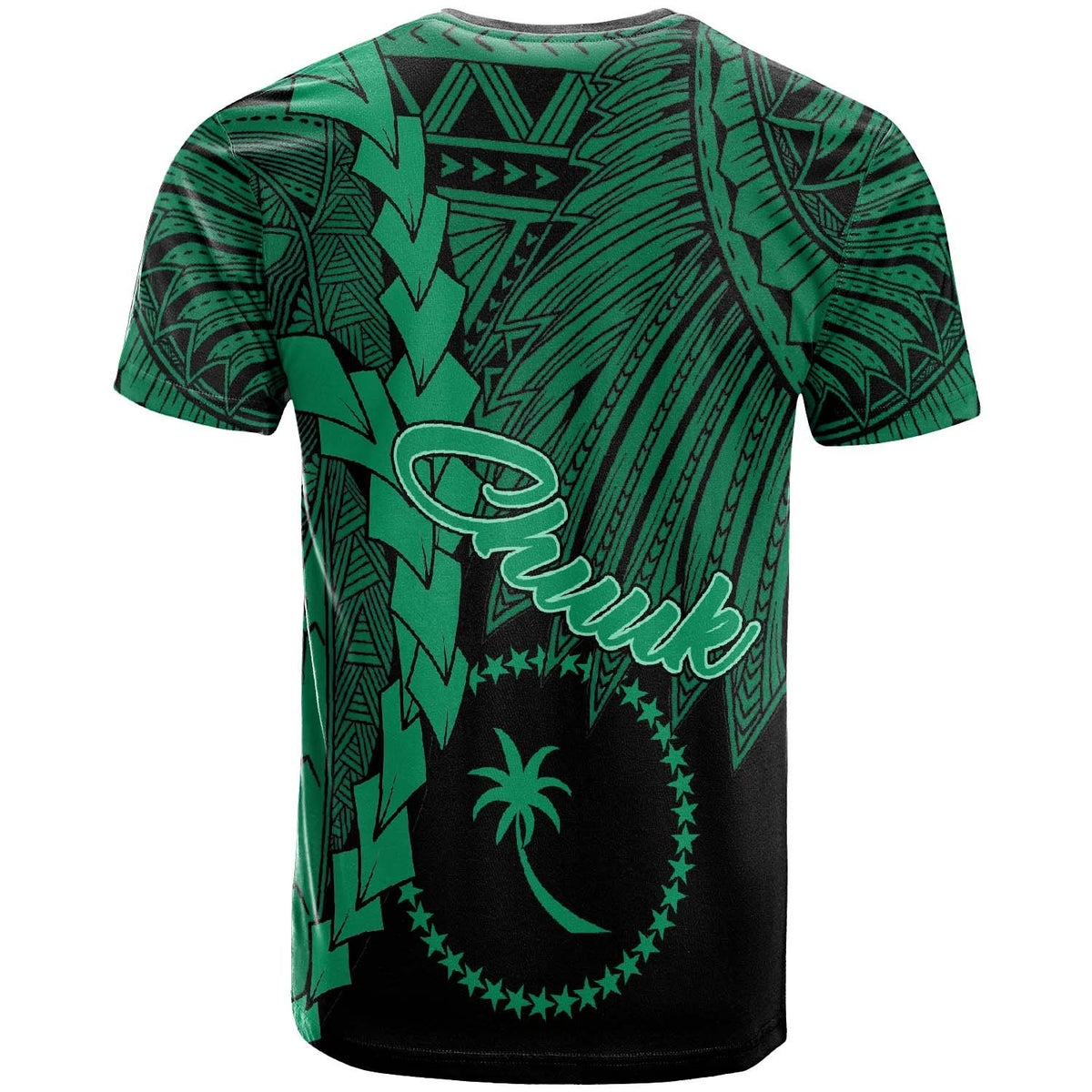 Chuuk Micronesia T Shirt Tribal Wave Tattoo Green - Polynesian Pride