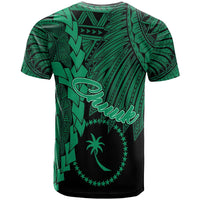 Chuuk Micronesia T Shirt Tribal Wave Tattoo Green - Polynesian Pride