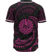 Tahiti Polynesian Baseball Shirt - Pink Tribal Wave - Polynesian Pride