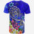 Polynesian T shirt Turtle Plumeria Blue Color - Polynesian Pride