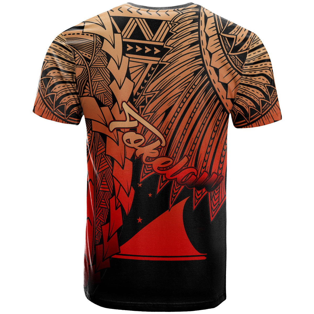 Tokelau Polynesian T Shirt Tribal Wave Tattoo Red Ver 2 - Polynesian Pride