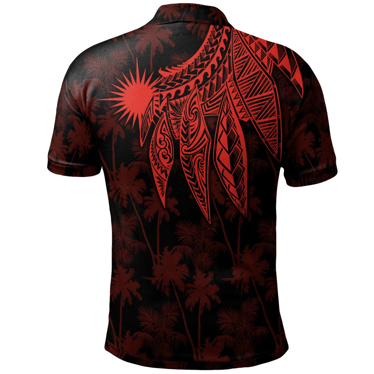 Marshall Islands Custom Polo Polynesian Wings (Red) - Polynesian Pride