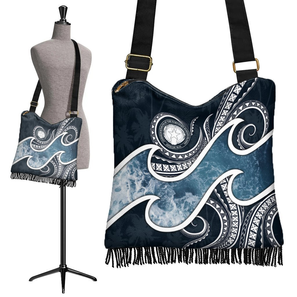 Northern Mariana Islands Polynesian Boho Handbag - Ocean Style One Style One Size Blue - Polynesian Pride