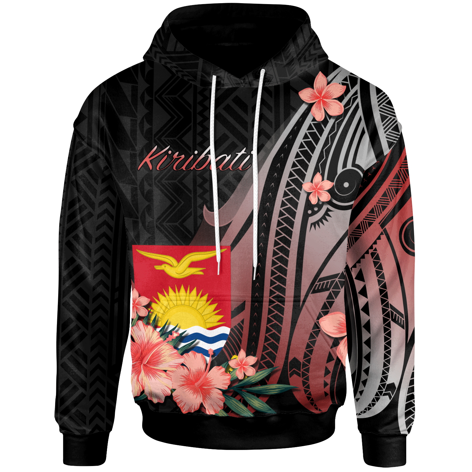 Kiribati Hoodie Red Polynesian Hibiscus Pattern Style Unisex Red - Polynesian Pride