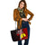 New Caledonia Polynesian Leather Tote Bag - Coat Of Arm With Hibiscus - Polynesian Pride