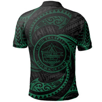 Palau Polynesian Custom Polo Shirt Green Tribal Wave - Polynesian Pride