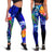 CNMI Legging - Humpback Whale with Tropical Flowers (Blue) - Polynesian Pride