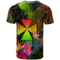 Wallis and Futuna Polynesian T Shirt Hibiscus and Banana Leaves - Polynesian Pride