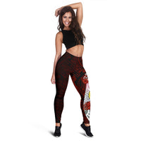 New Caledonia Polynesian Legging - Coat Of Arm With Hibiscus - Polynesian Pride