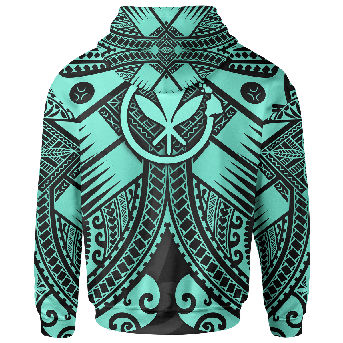 Hawaii Polynesian Zip up Hoodie Turquoise Kanaka Maoli Map - Polynesian Pride