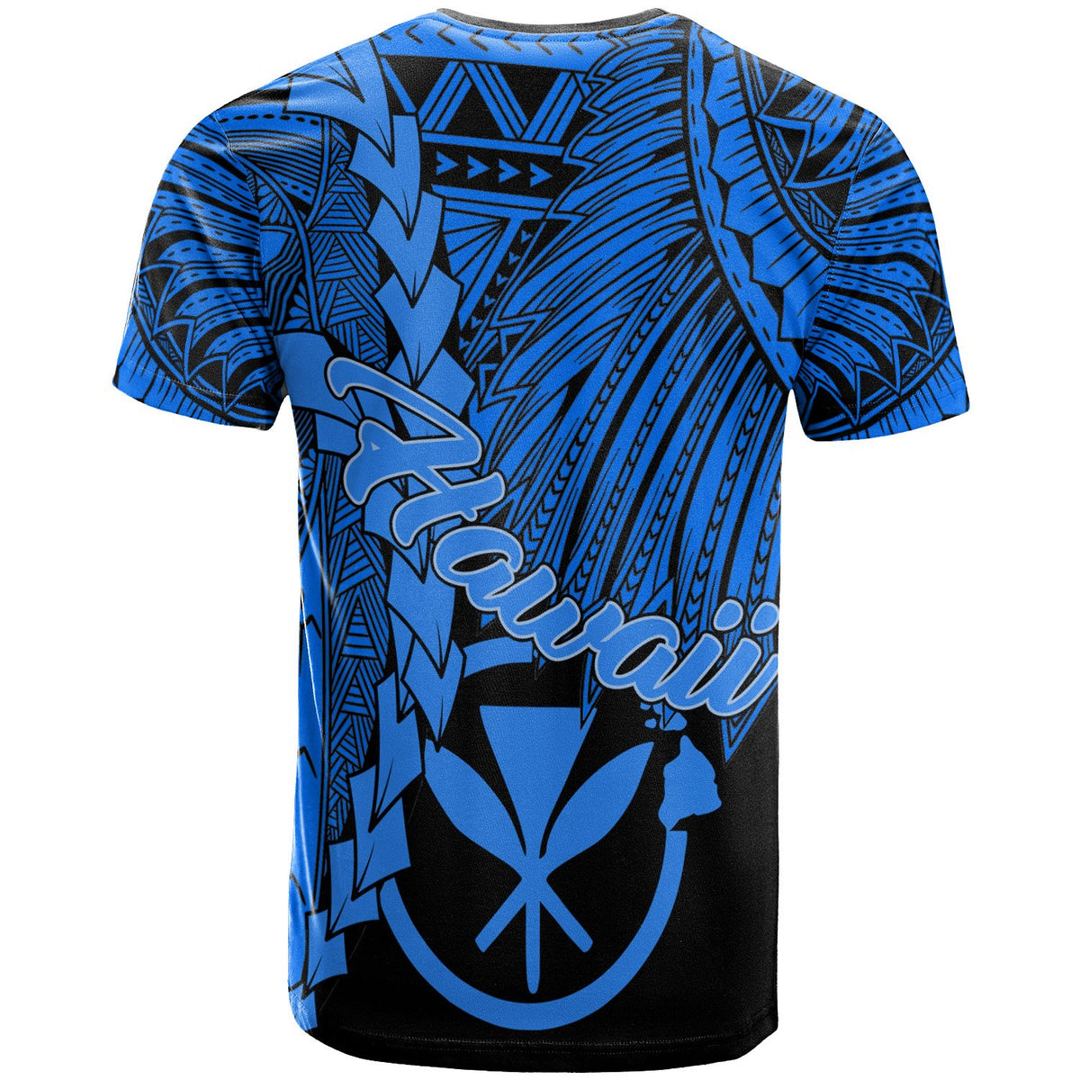 Hawaii Polynesian T Shirt Tribal Wave Tattoo Blue - Polynesian Pride