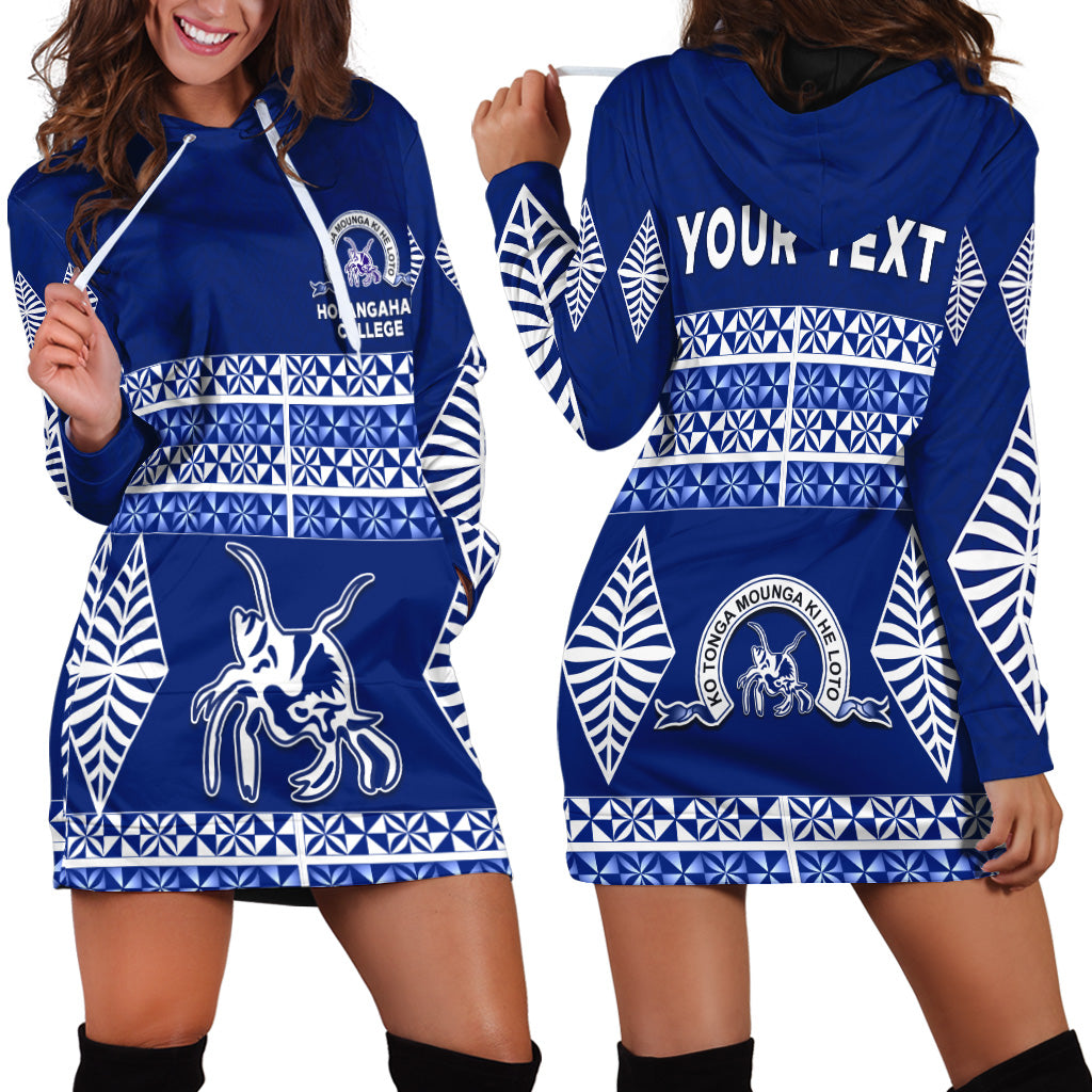 (Custom Personalised) Hofangahau College Hoodie Dress 'Eua Tonga Pattern LT13 Blue - Polynesian Pride