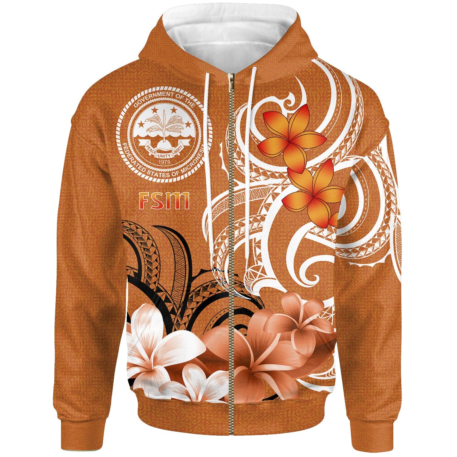 FSM Zip up Hoodie FSM Spirit Unisex Orange - Polynesian Pride