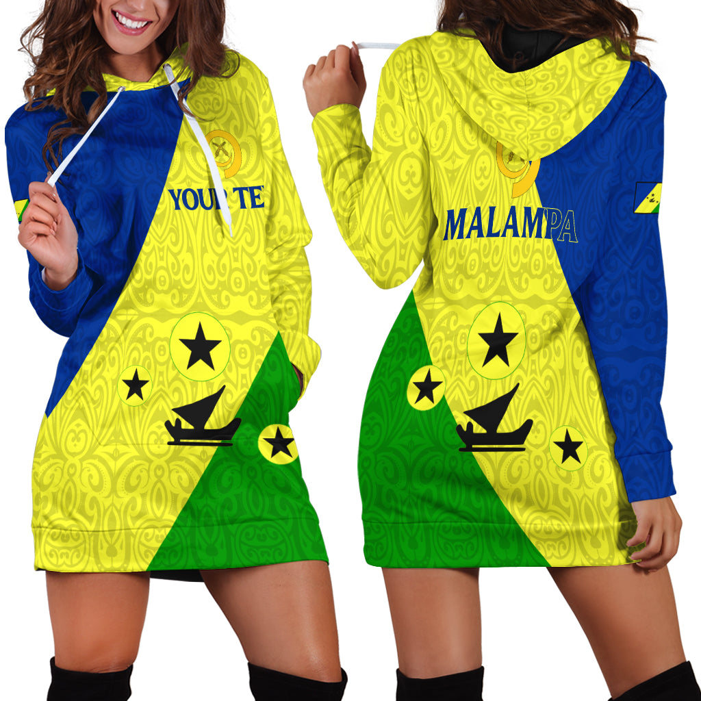 (Custom Personalised) Vanuatu Malampa Province - Hoodie Dress - Flag Style - LT12 Blue - Polynesian Pride