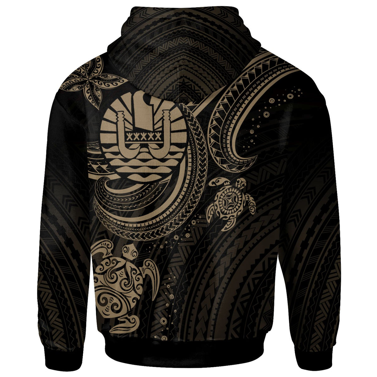 Tahiti Custom Hoodie Gold Turtle - Polynesian Pride