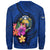 Nauru Polynesian Custom Personalised Sweater - Floral With Seal Blue - Polynesian Pride