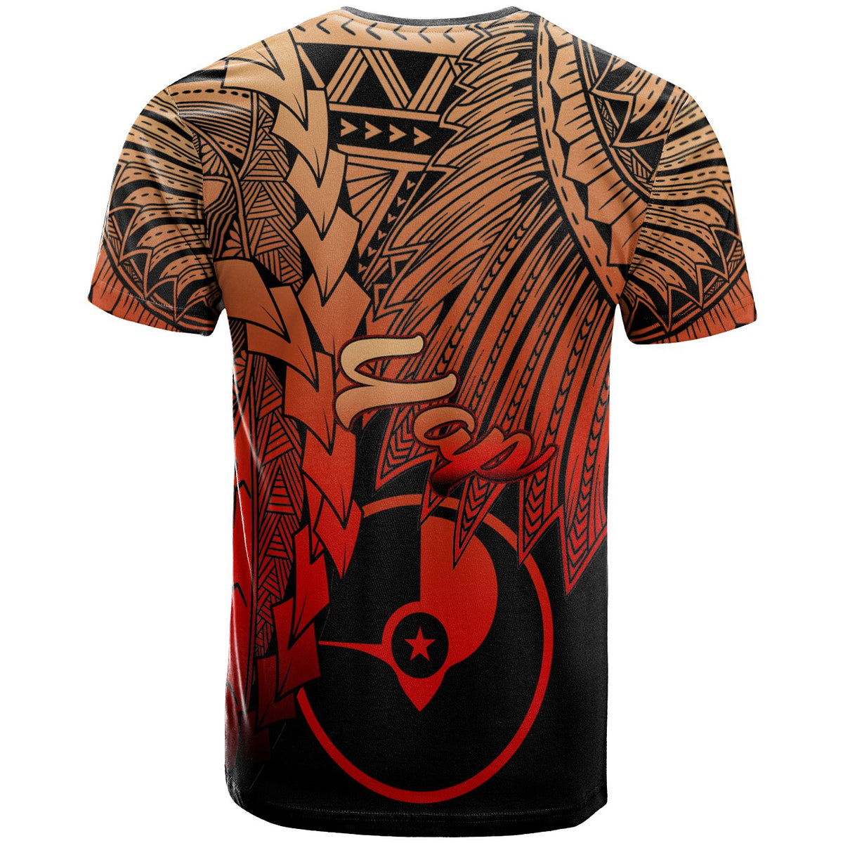 Yap Polynesian T Shirt Tribal Wave Tattoo Red Ver 2 - Polynesian Pride