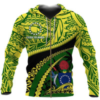 Cook Islands Zip Hoodie Polynesian Tattoo Unisex Black - Polynesian Pride