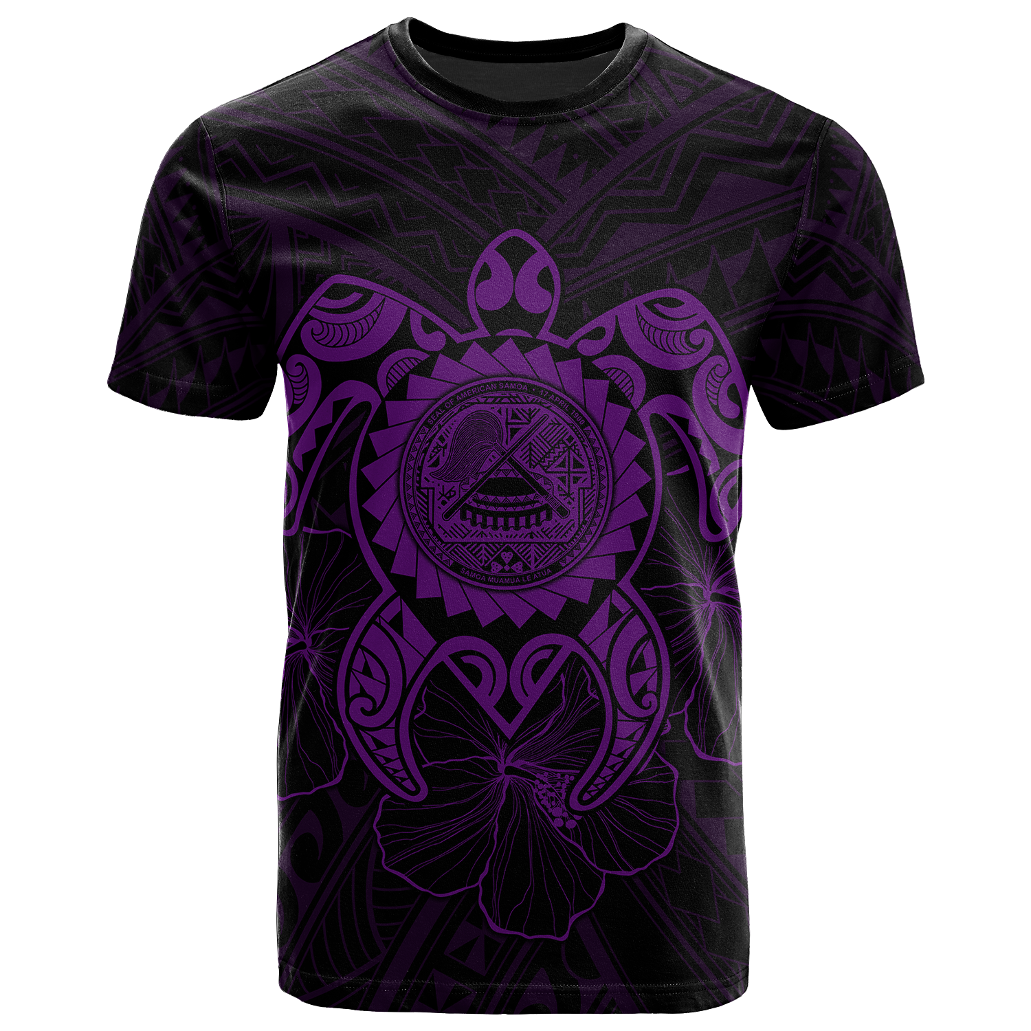 American Samoa Polynesian T Shirt Vintage Polynesian Turtle (Purple) Unisex Purple - Polynesian Pride