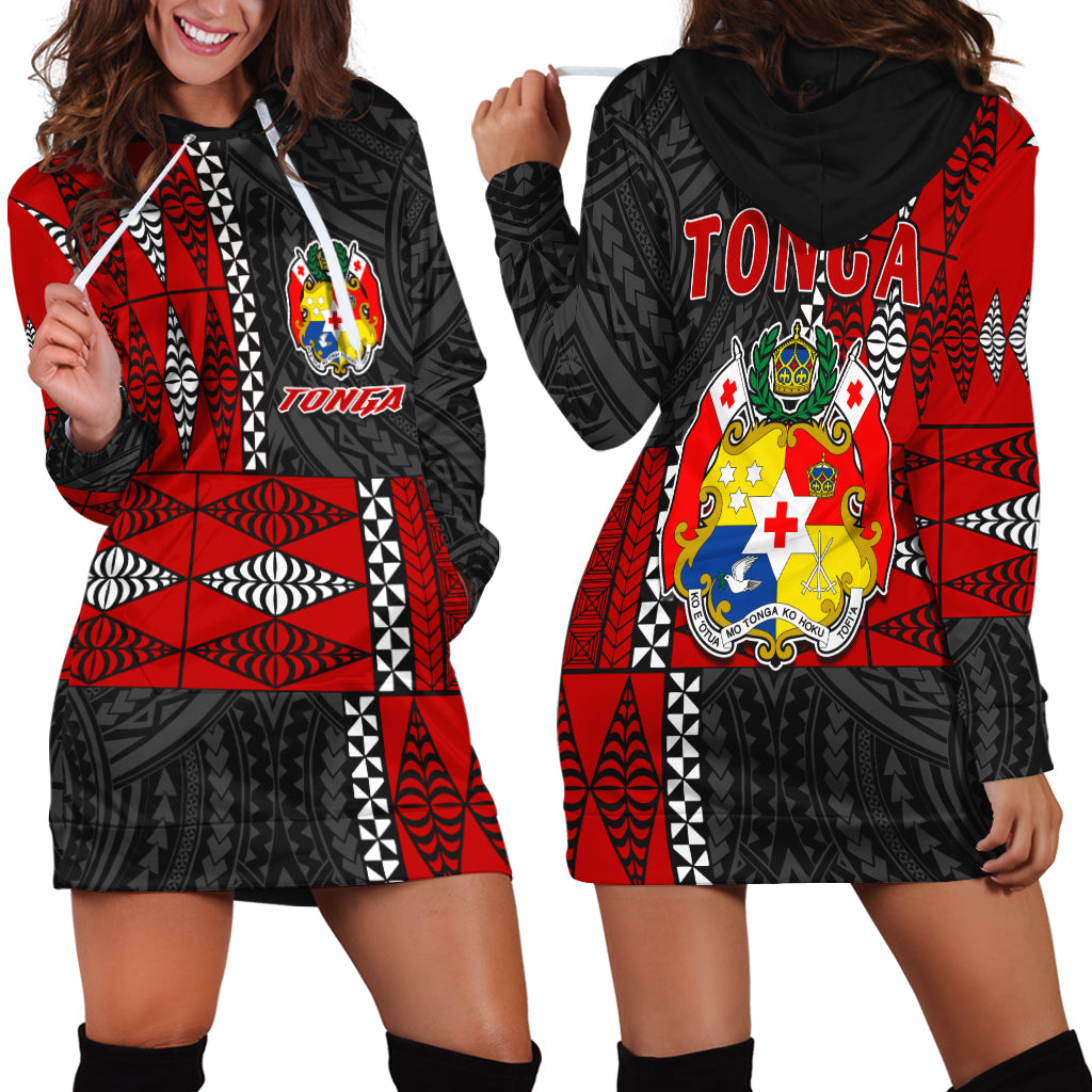 Tonga Hoodie Dress Tongan Pattern Mix Polynesian LT13 Women Red - Polynesian Pride