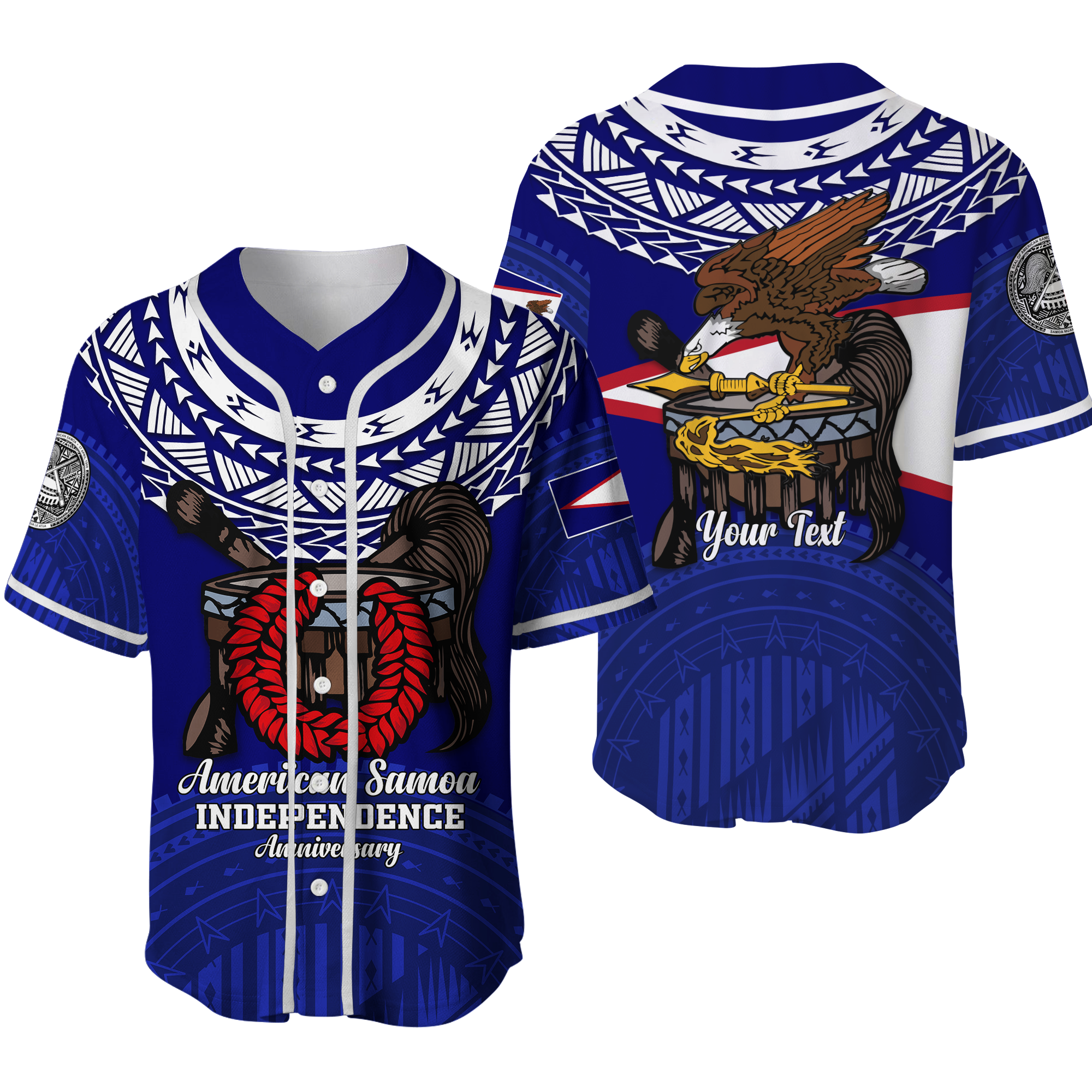 Custom American Samoa Independence Anniversary Pride Baseball Jersey - LT12 Unisex Blue - Polynesian Pride