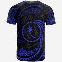 Chuuk Micronesia Custom T Shirt Blue Tribal Wave - Polynesian Pride