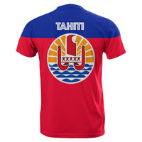 Tahiti France T Shirt Fance Coat of Arms Tahiti Flag Bn10 - Polynesian Pride
