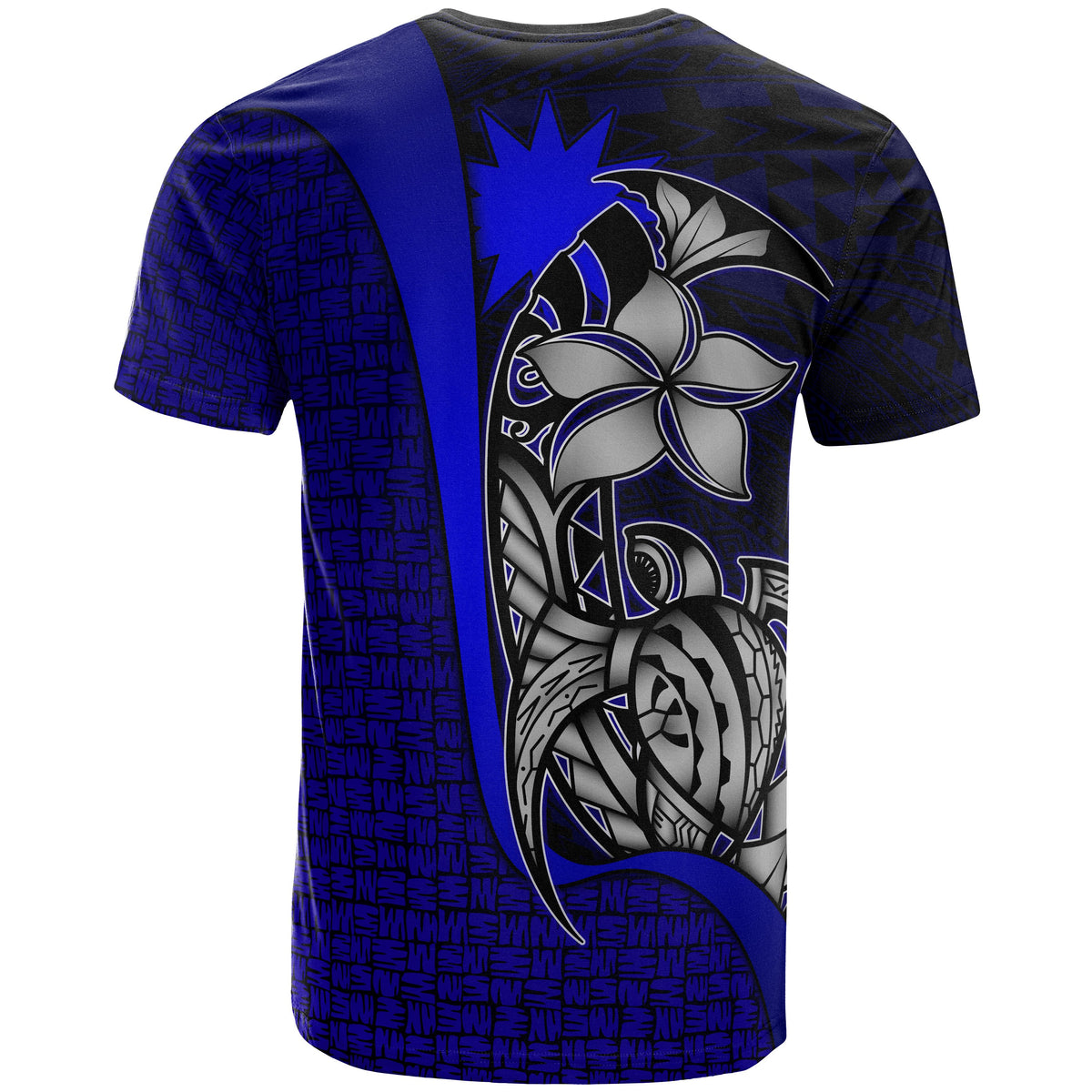 Nauru Polynesian T Shirt Blue Turtle with Hook - Polynesian Pride