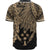 Kosrae Polynesian Baseball Shirt - Tribal Wave Tattoo Gold - Polynesian Pride