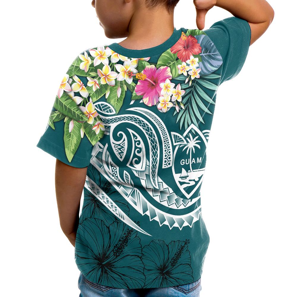 Guam Polynesian T Shirt Summer Plumeria (Turquoise) - Polynesian Pride