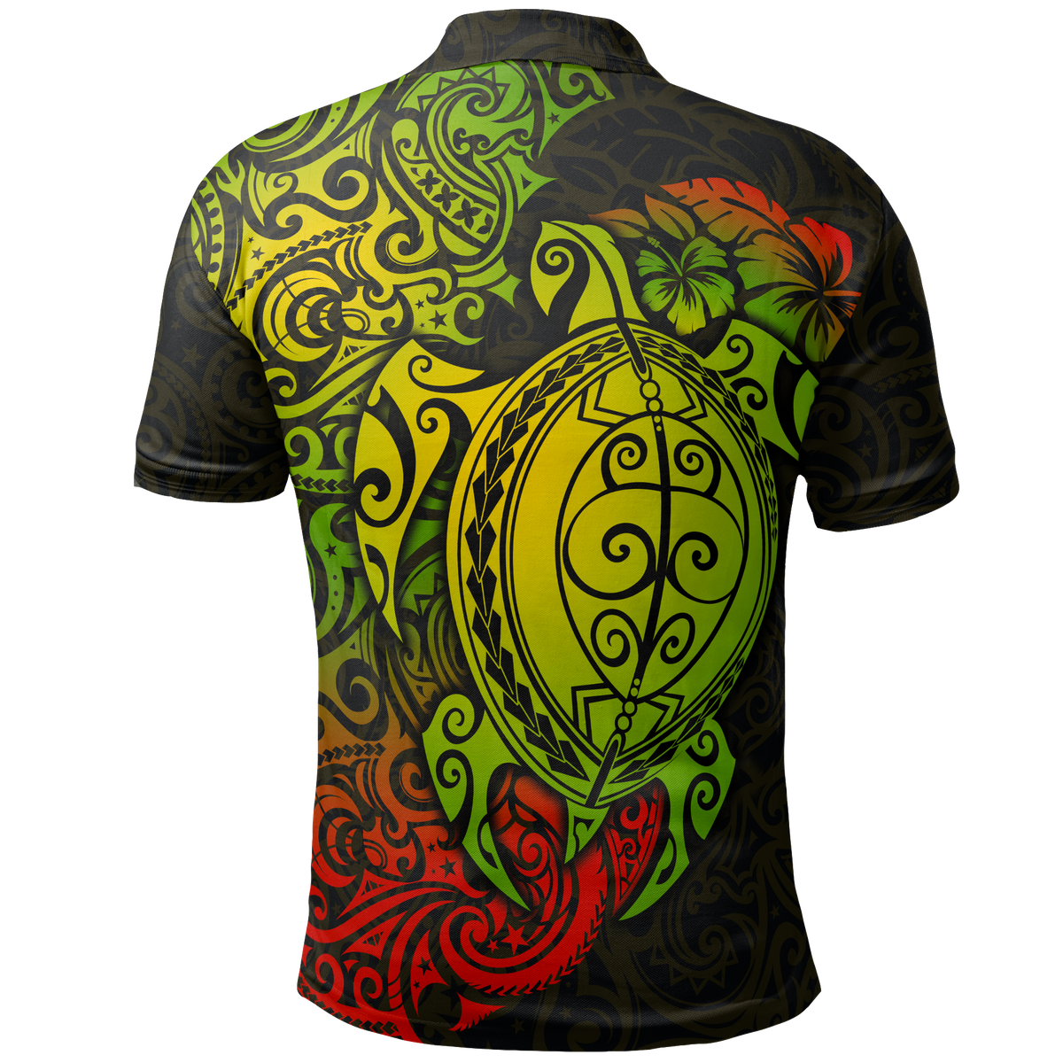 Polo Shirt Polynesian Turtle Hibiscus Reggae - Polynesian Pride