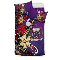 Samoa Bedding Set - Tribal Flower With Special Turtles Purple Color - Polynesian Pride