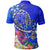 Hawaii Polo Shirt Turtle Plumeria Polynesian Tattoo Blue Color - Polynesian Pride