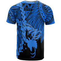 Papua New Guinea Polynesian T Shirt Tribal Wave Tattoo Blue - Polynesian Pride