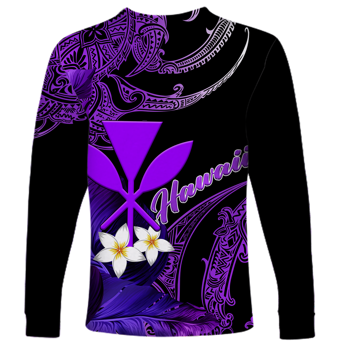 (Custom Personalised) Hawaii Turtle With Plumeria Leaf Purple Long Sleeve Shirt - LT12 - Polynesian Pride