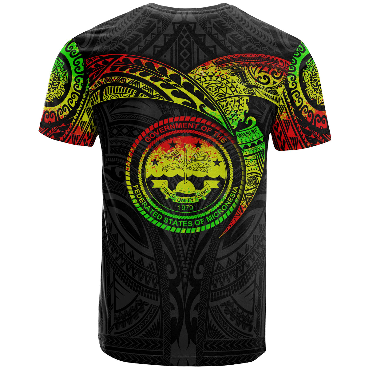 Federated States of Micronesia T Shirt Full Color Heart Shield - Polynesian Pride