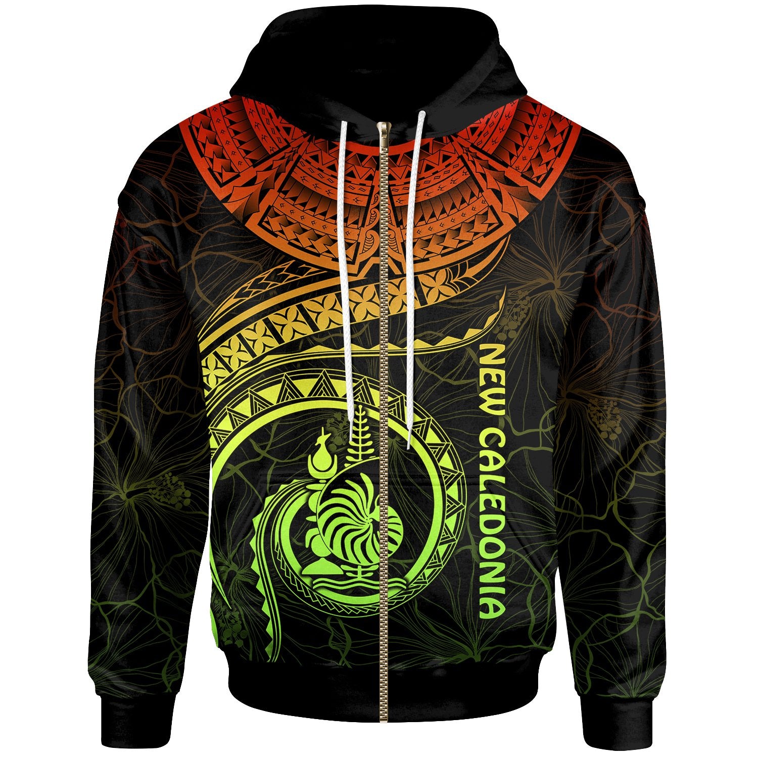 New Caledonia Polynesian Zip up Hoodie New Caledonia Waves (Reggae) Unisex Reggae - Polynesian Pride