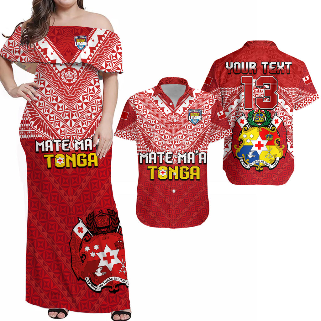 Custom MMT Tonga Rugby Matching Dress and Hawaiian Shirt Ngatu Mate Maa Tonga Special LT13 Red - Polynesian Pride