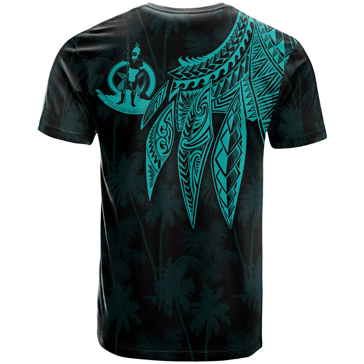 Vanuatu Custom T Shirt Polynesian Wings (Turquoise) - Polynesian Pride