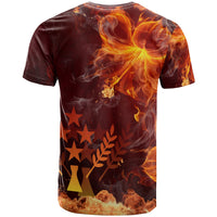 Kosrae Micronesia Custom T Shirt Fire Hibiscus - Polynesian Pride
