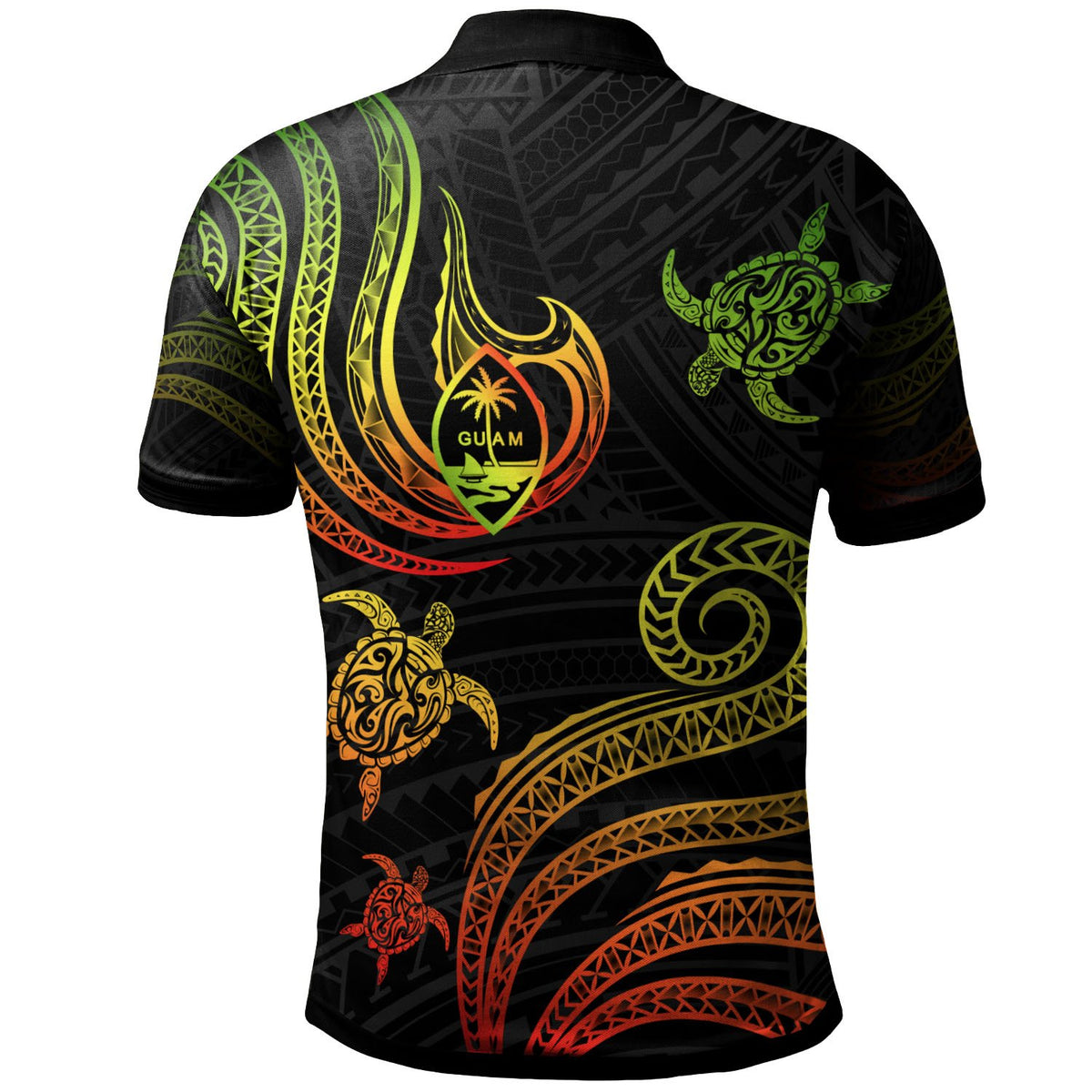 Guam Polo Shirt Polynesian Turtle With Pattern Reggae - Polynesian Pride