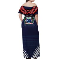 Samoan Ula Fala Art Off Shoulder Long Dress - LT12 - Polynesian Pride