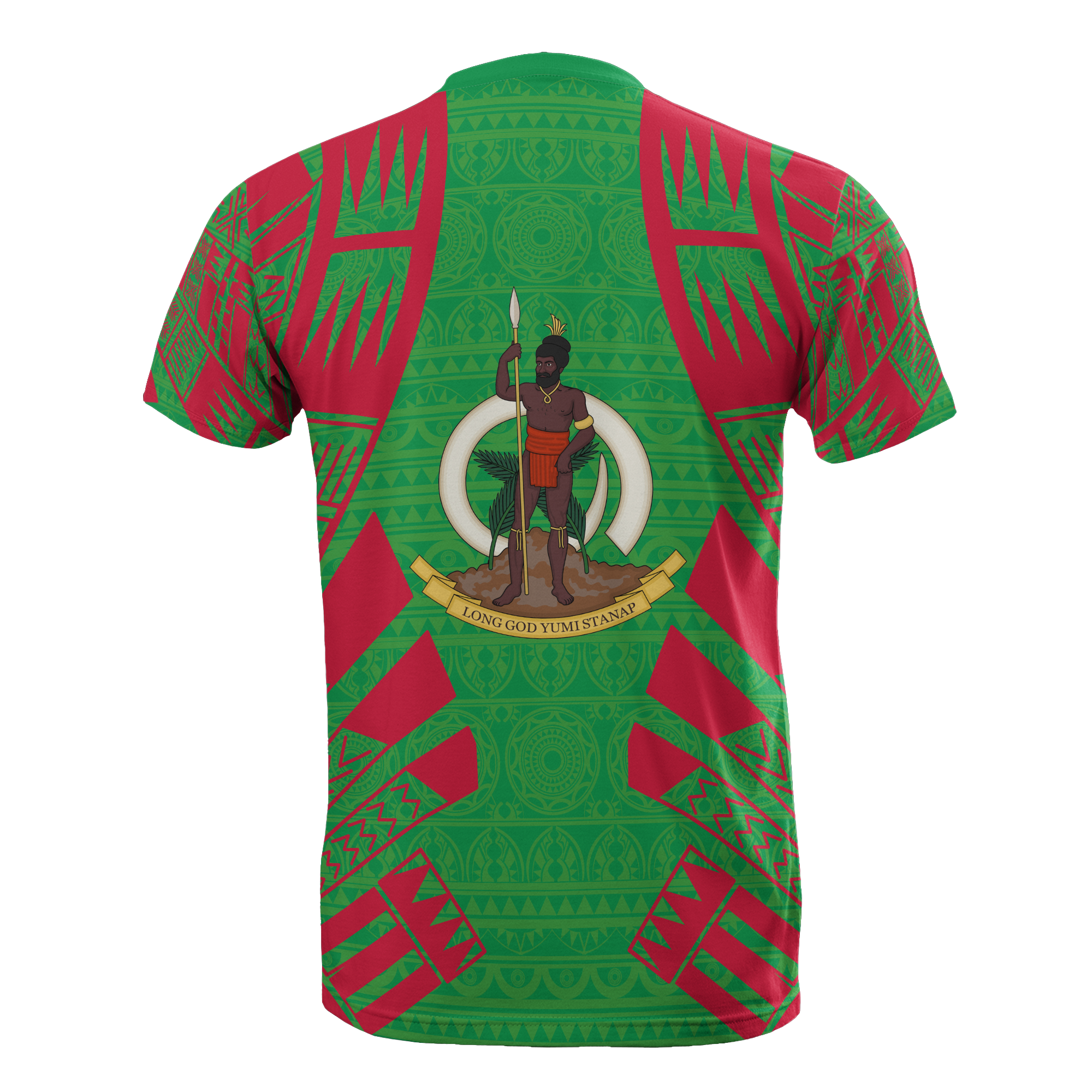 Vanuatu T Shirt Vanuatuan Coat of Arms Polynesian Tattoo Green Style Unisex Art - Polynesian Pride