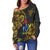 Cook Islands Women's Off Shoulder Sweaters - Abstract Style - Polynesian Pride