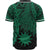 Nauru Polynesian Custom Personalised Baseball Shirt - Tribal Wave Tattoo Green - Polynesian Pride