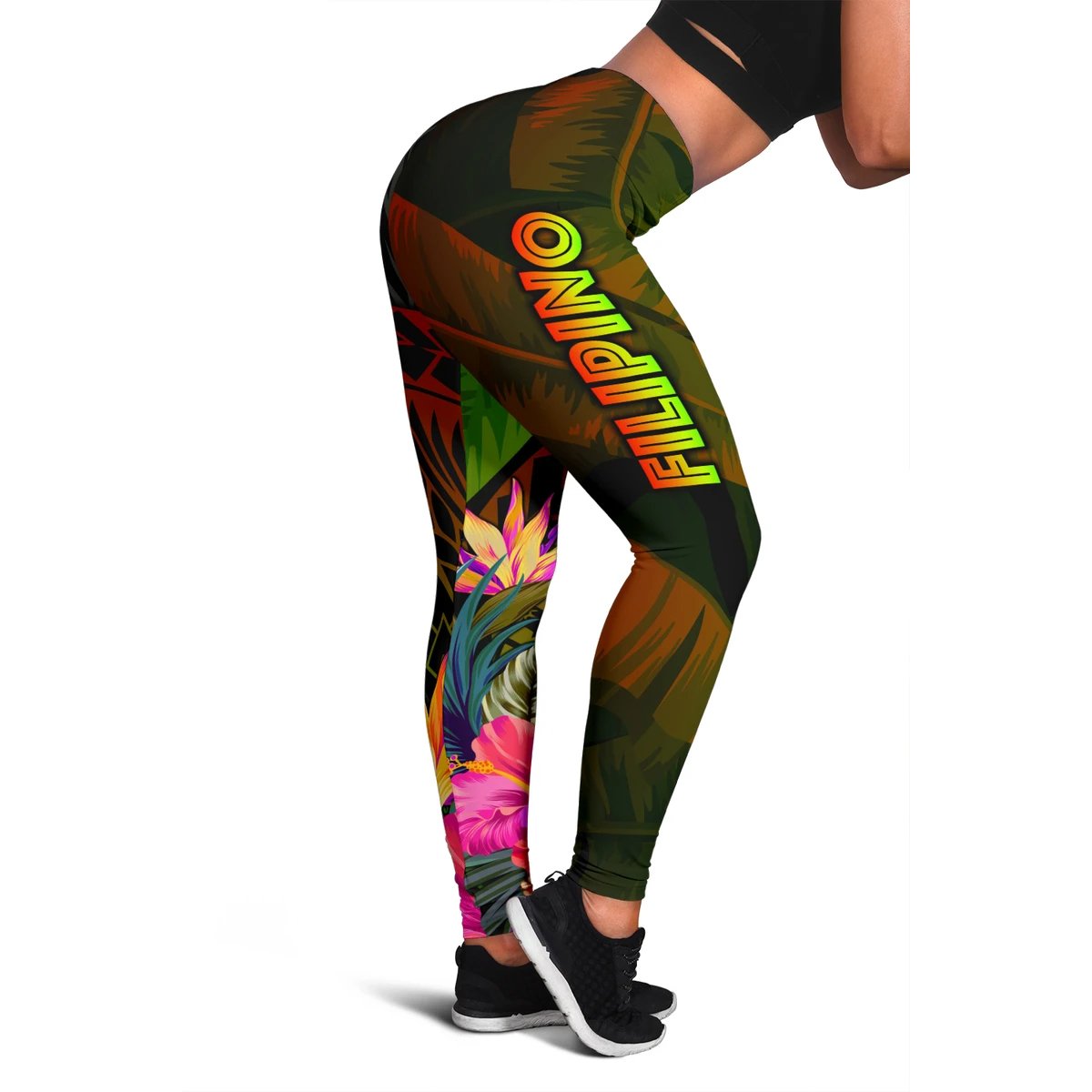 The Philippines Polynesian Women's Leggings - Hibiscus and Banana Leaves Reggae - Polynesian Pride