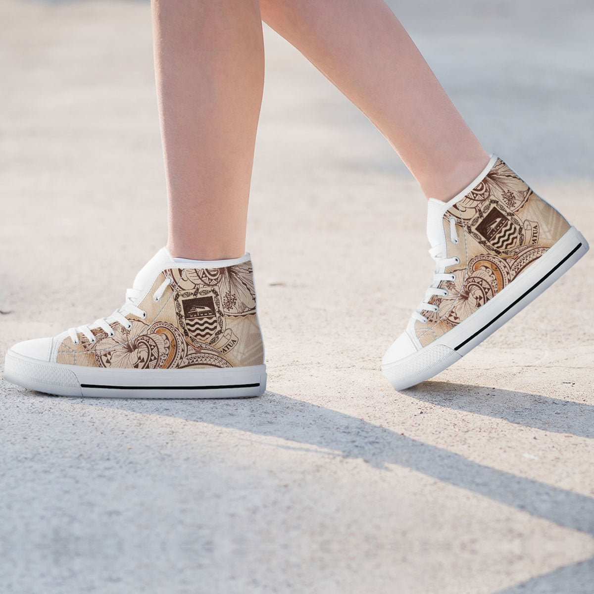 Tuvalu High Top Shoes - Hibiscus Flowers Vintage Style - Polynesian Pride