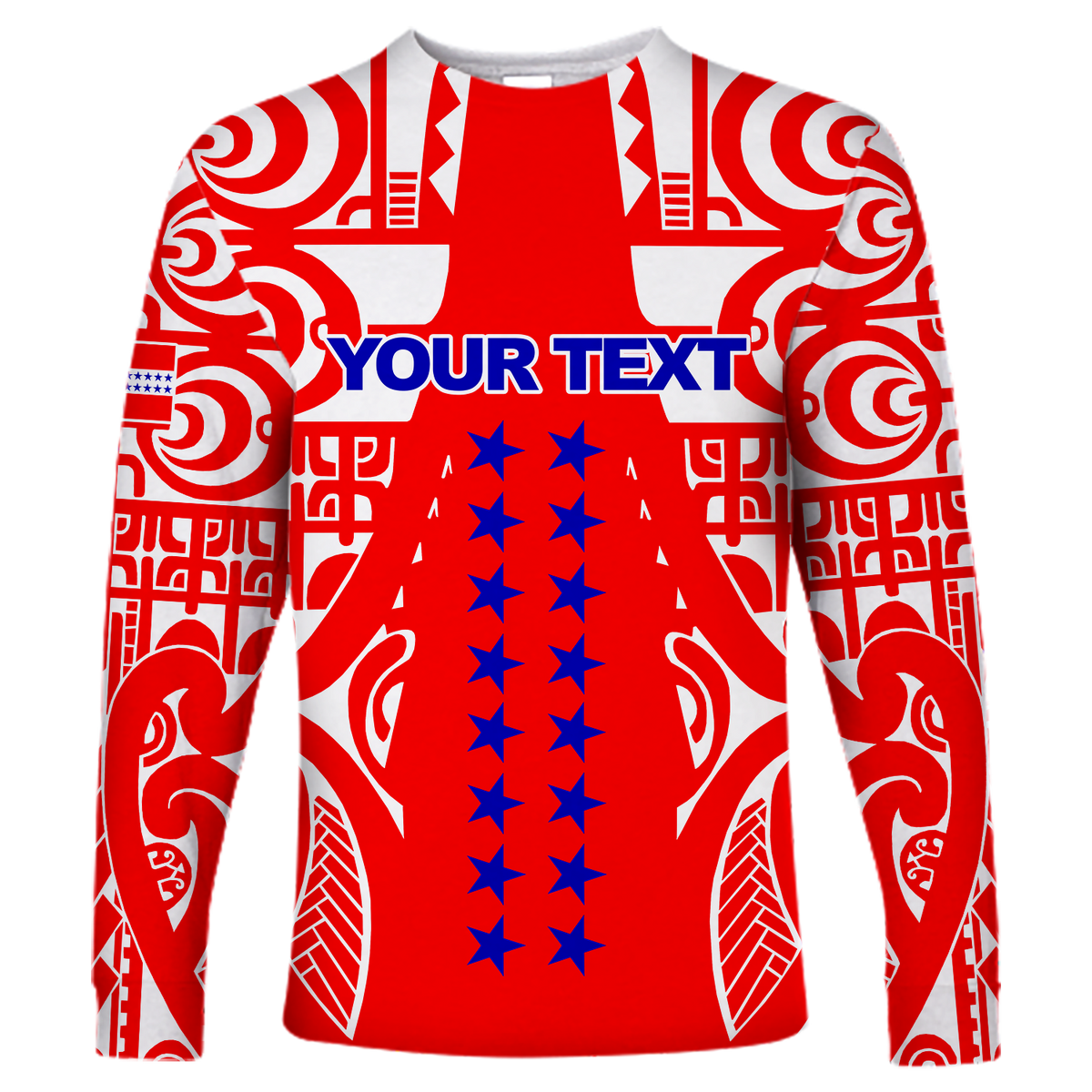 (Custom Personalised) Tuamotu Archipelago Tribal Tattoo Long Sleeve Shirt - LT12 Unisex Red - Polynesian Pride