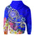 American Samoa Polynesian Hoodie Turtle Plumeria (Blue) - Polynesian Pride